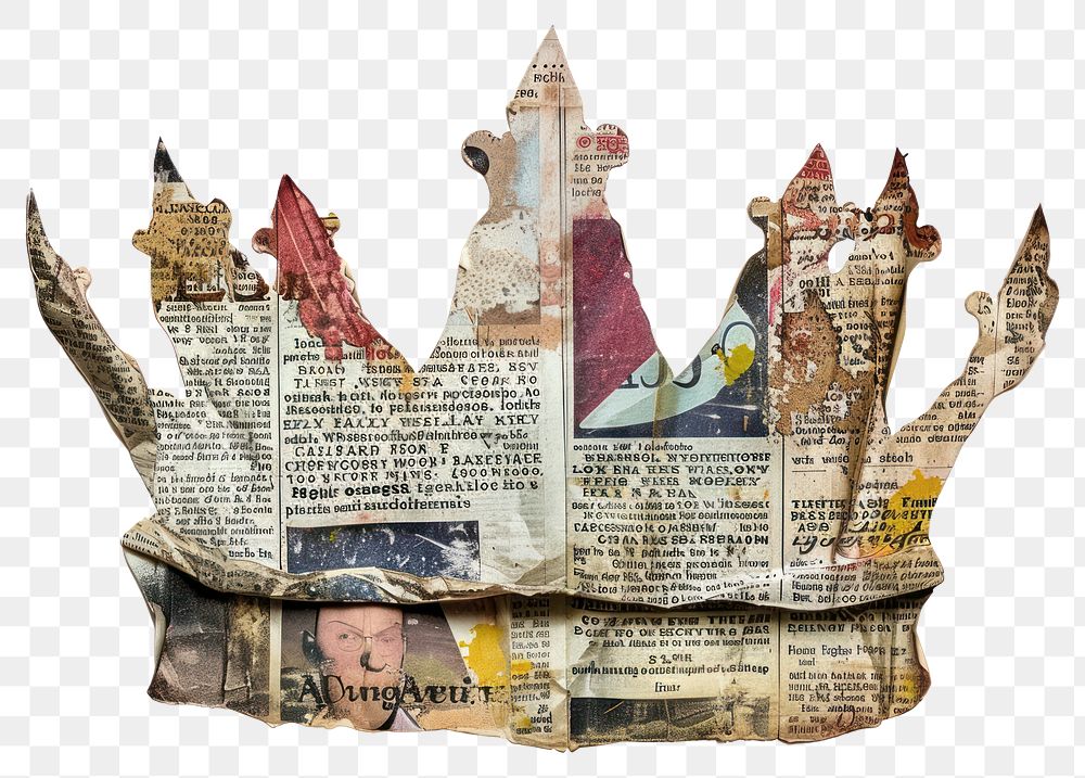 PNG Crown shape collage cutouts newspaper art illustration.