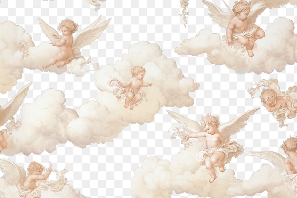 PNG Cherubs on the clouds wallpaper angel representation.