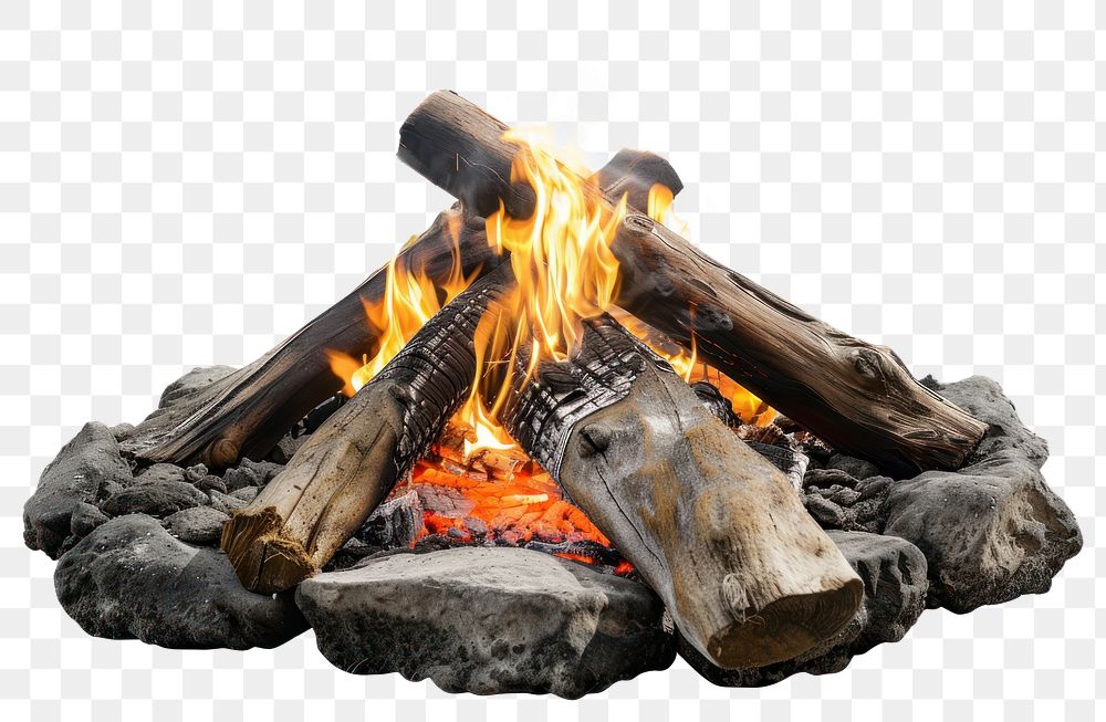 PNG Cozy campfire with burning logs