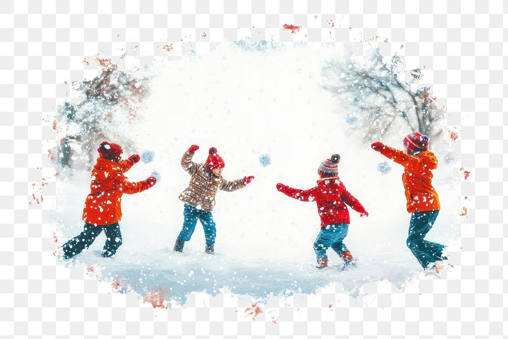 PNG Kids play snowball outdoors clothing winter.