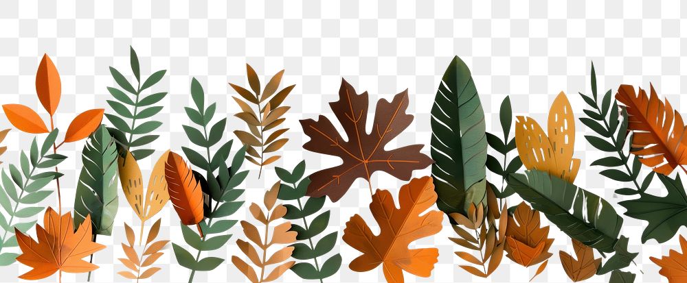 PNG Paper cutout-style illustration borders with various colored leaves leaf autumn art.