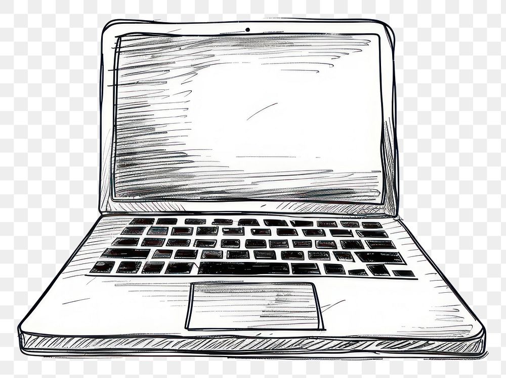 PNG Hand drawn of Laptop laptop computer drawing.