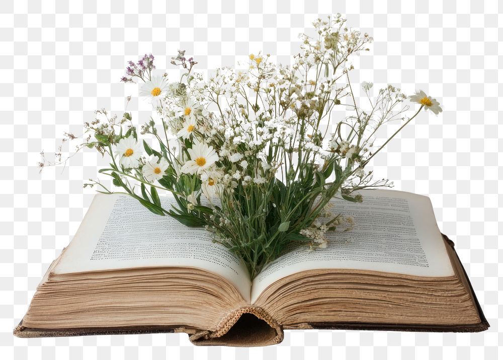 PNG Book with wildflower flowers wildflowers aesthetic.