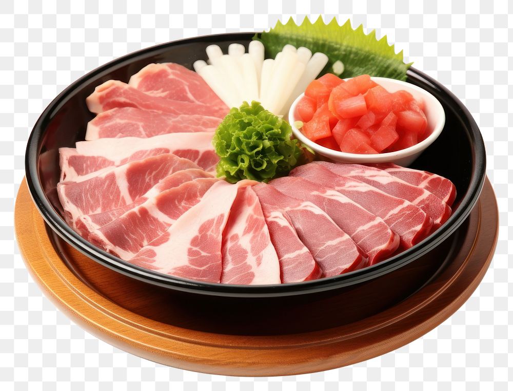 PNG Fresh sliced pork platter presentation