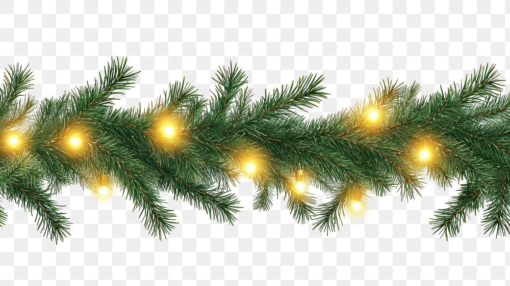 PNG Christmas garland decoration branches conifer.