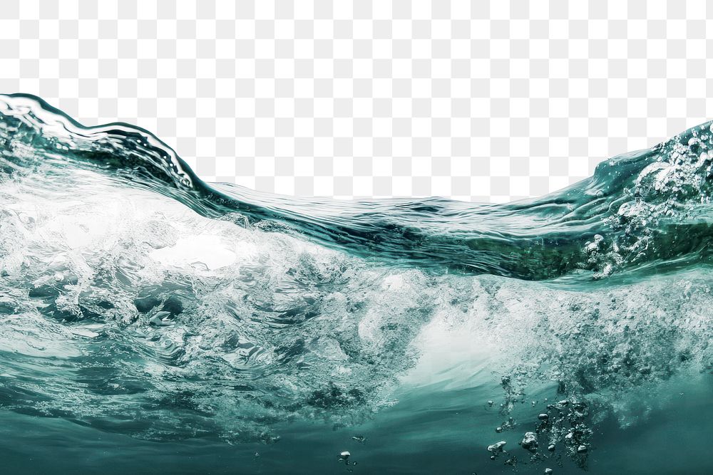 PNG Water wave underwater deep green ocean view sea recreation.