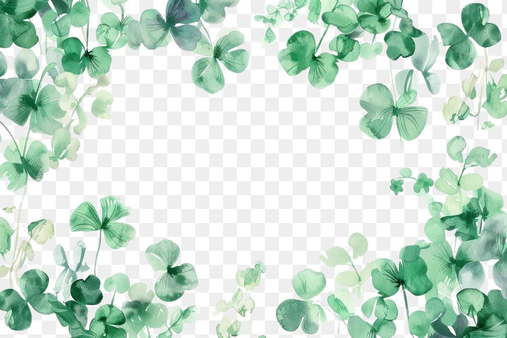 PNG Clover leaf frame watercolor backgrounds pattern plant.