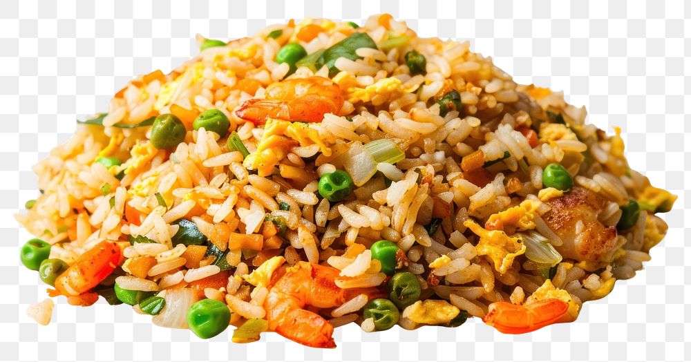 PNG Fried rice food white background vegetable.