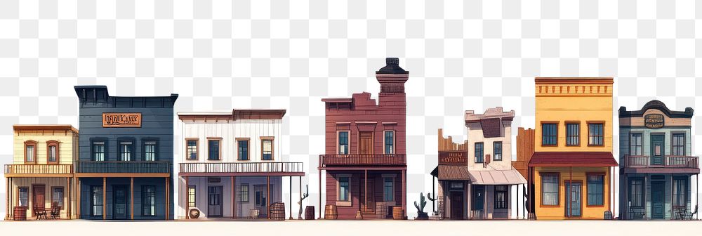 PNG Cowboy town building border buildings architecture illustration.