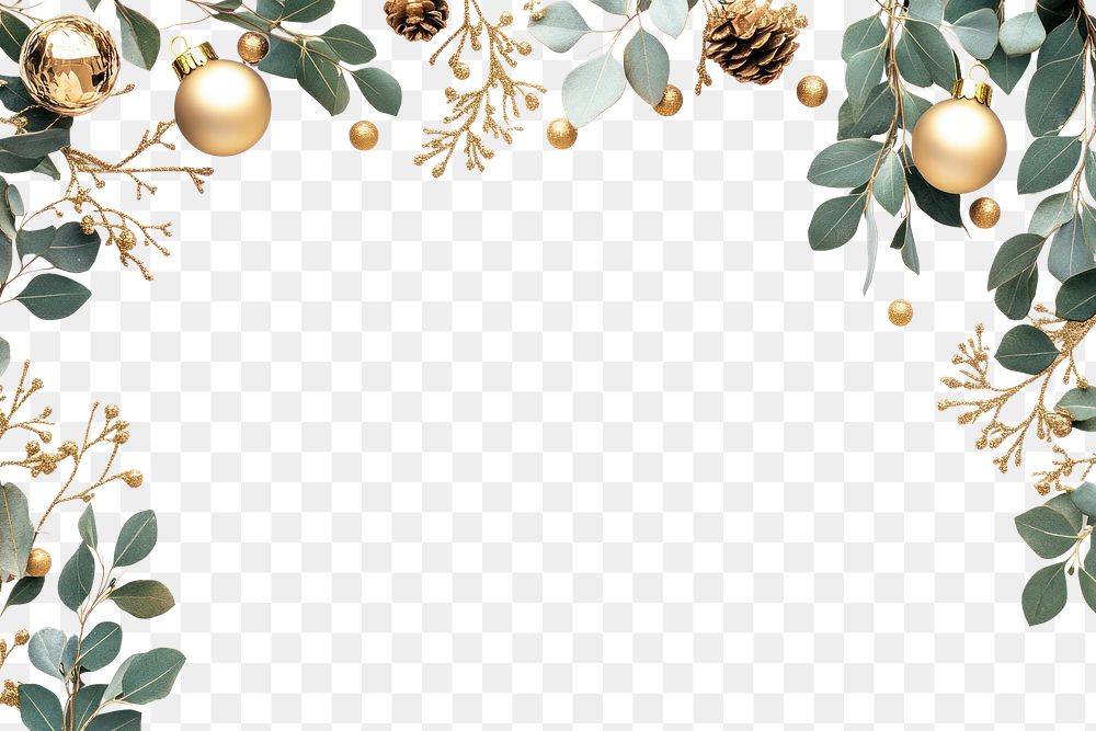 PNG Festive gold ornament border christmas ornaments white.