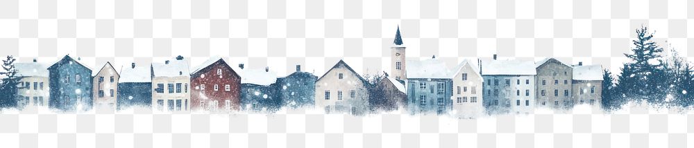 PNG Snow frost town building border illustration winter snow-covered.