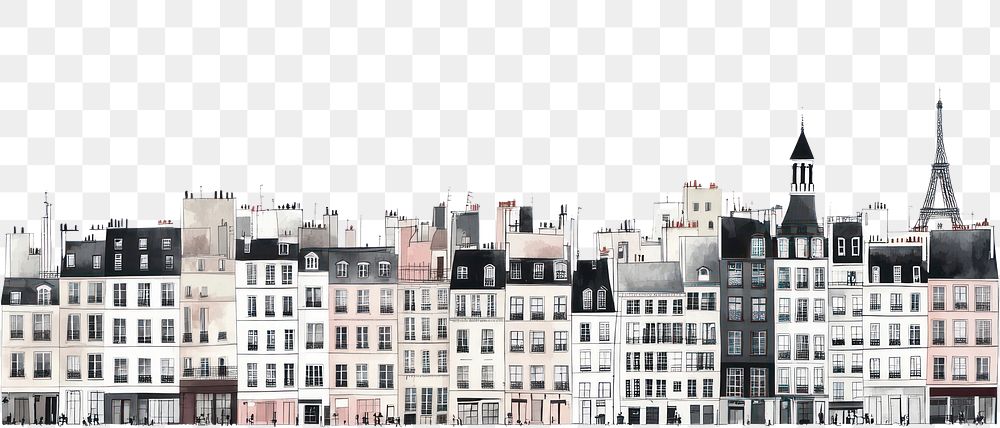 PNG Paris town building border buildings architecture illustration.