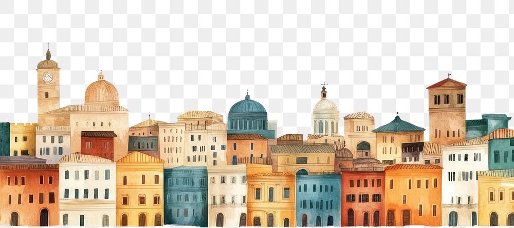 PNG Rome town building border buildings architecture illustration.