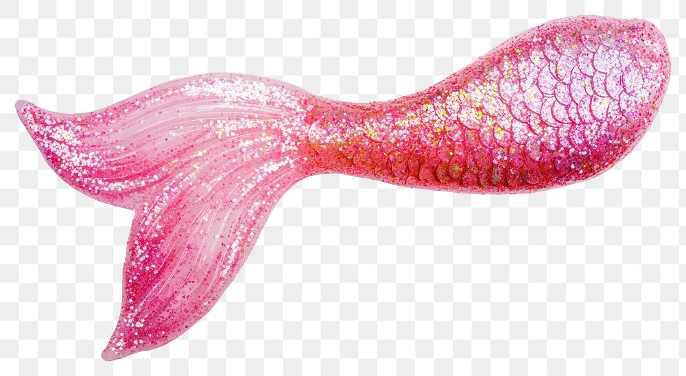 PNG A pink mermaid tail with glitter object underwater sparkling.