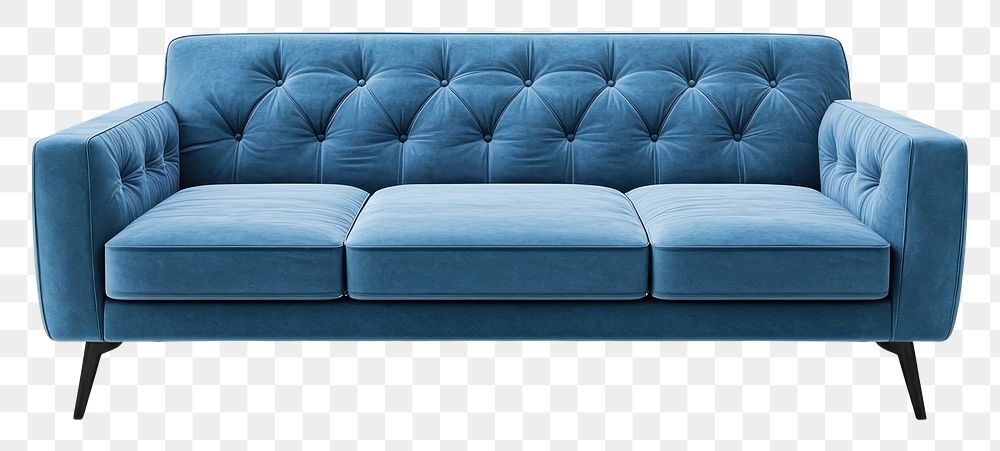 PNG Modern couch furniture blue contemporary.