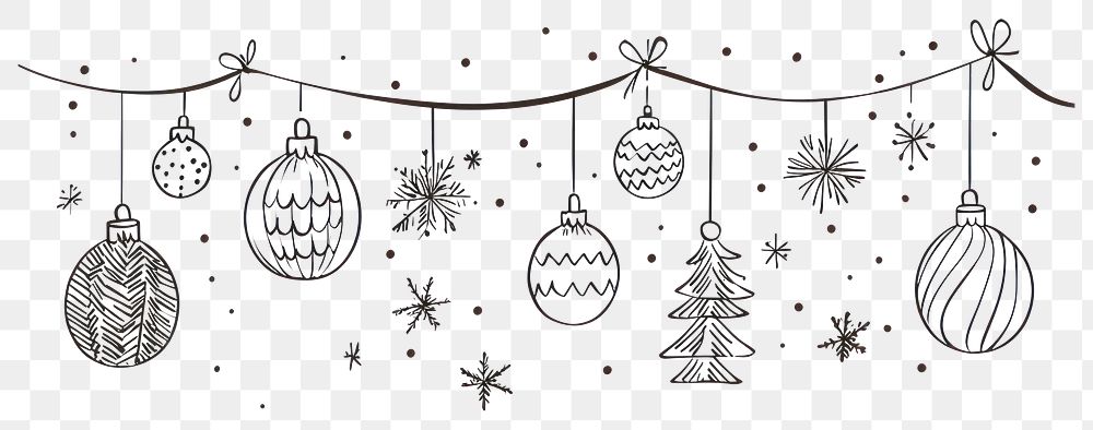 PNG Christmas baubles border christmas illustration celebration.