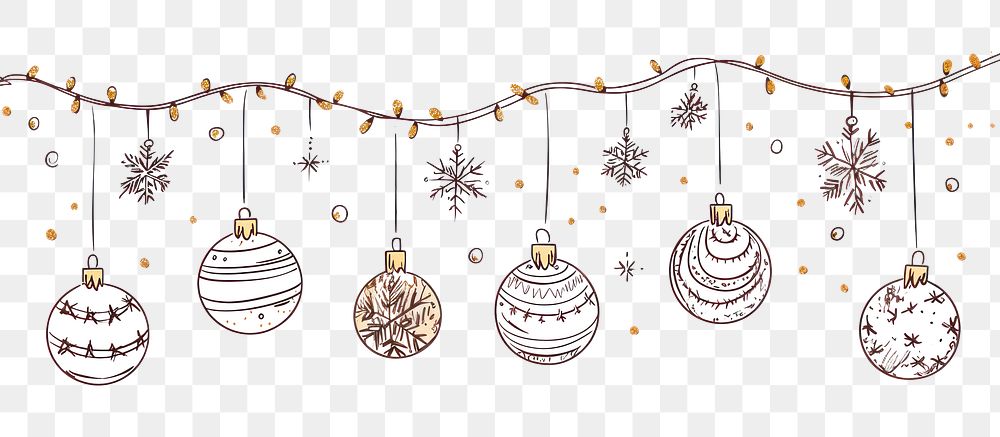 PNG Christmas baubles border christmas illustration decoration.