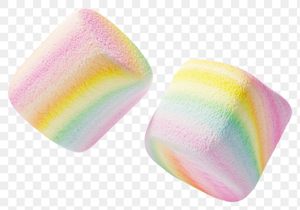 PNG Two pastel-colored rainbow marshmallows floating sweets colors.