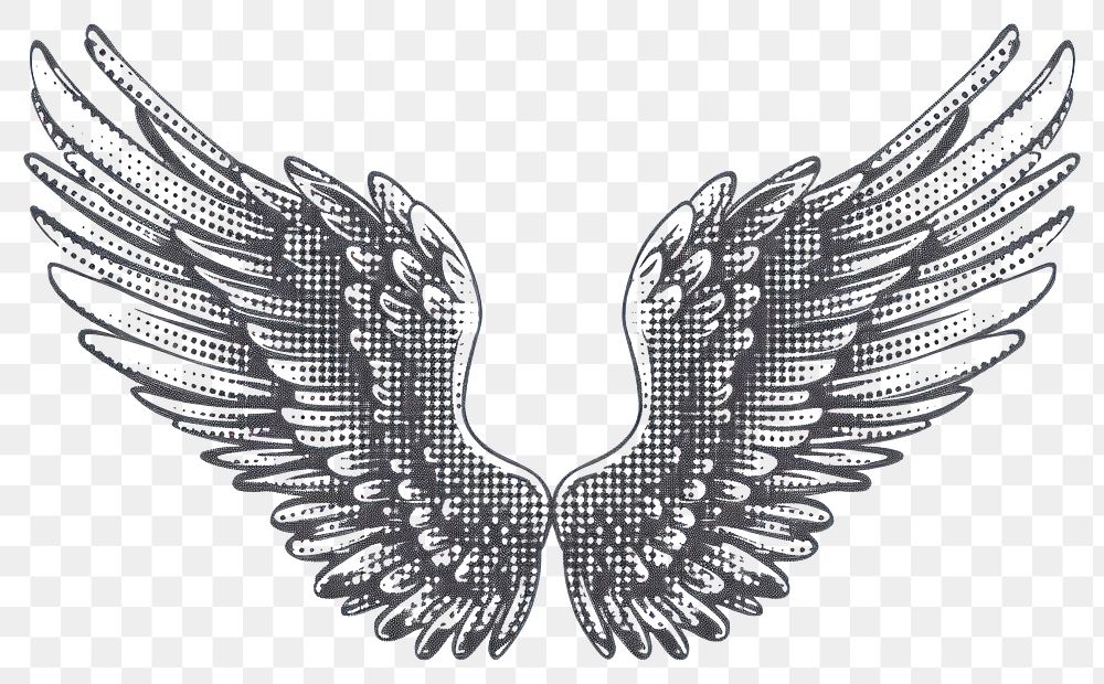 PNG Angel wings art black white.