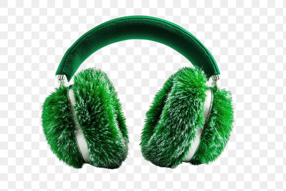 PNG Green earmuffs for chirstmas electronics accessories headphones.