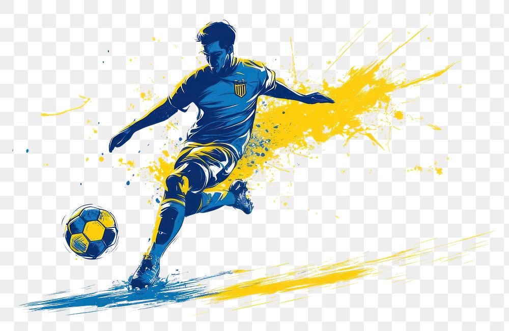 PNG Soccer player kicking the ball soccer art illustration.