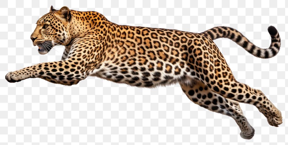 PNG Jumping leopard wildlife cheetah animal. 