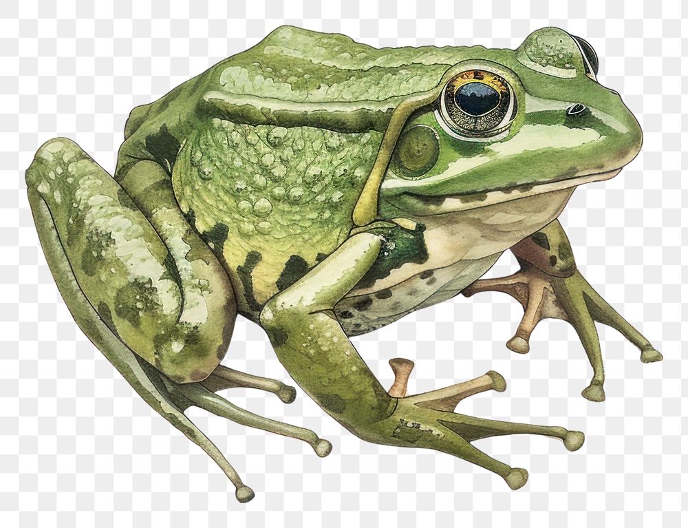 PNG A green frog illustration amphibian realistic.