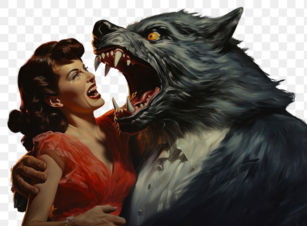 PNG A vampire vs werewolf painting animal mammal. 