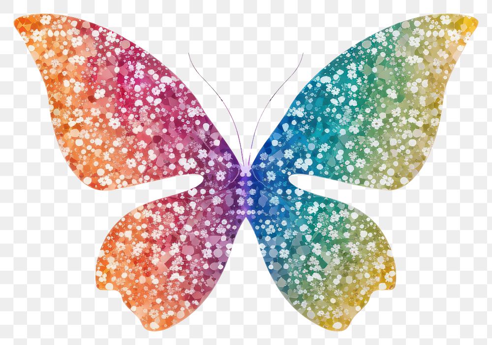 PNG Glitter rainbow butterfly icon shape white background confectionery.