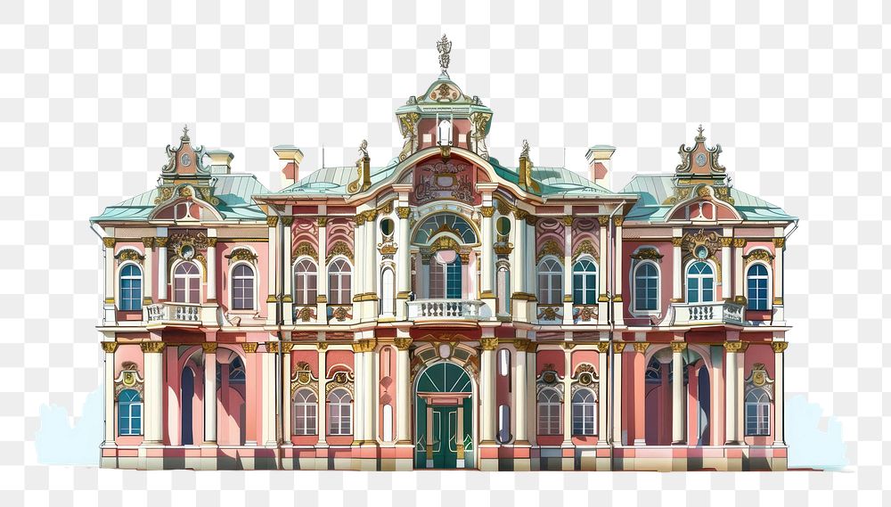 PNG Architecture illustration baroque architecture building mansion palace.