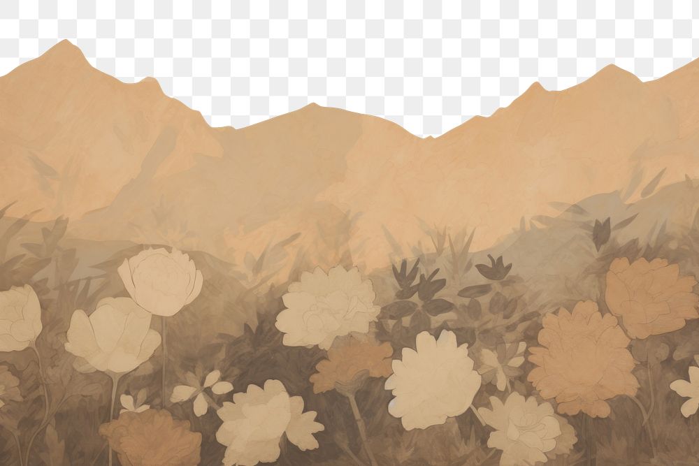 PNG Painting of aesthetic mountain flower background backgrounds outdoors nature. 