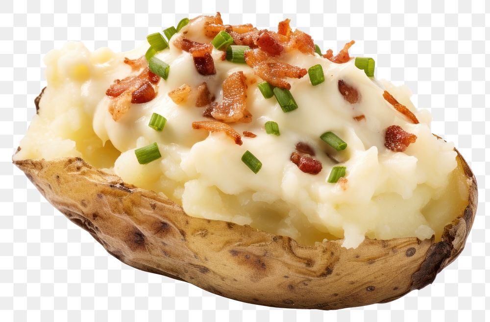 PNG Creamy baked potato vegetable food breakfast.