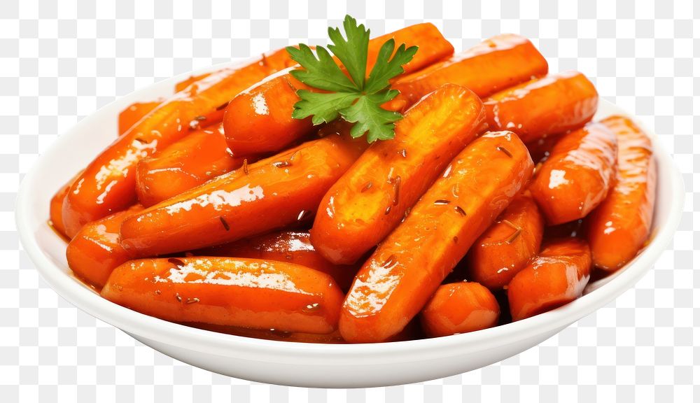 PNG Honey glazed baby carrots vegetable plant food.