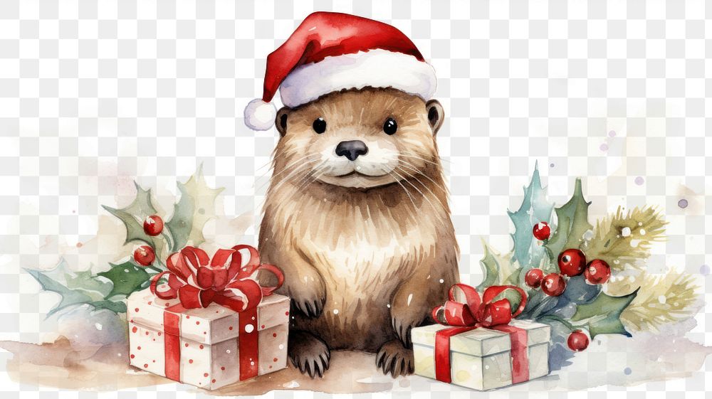 PNG Christmas otter wallpaper mammal animal bear. 