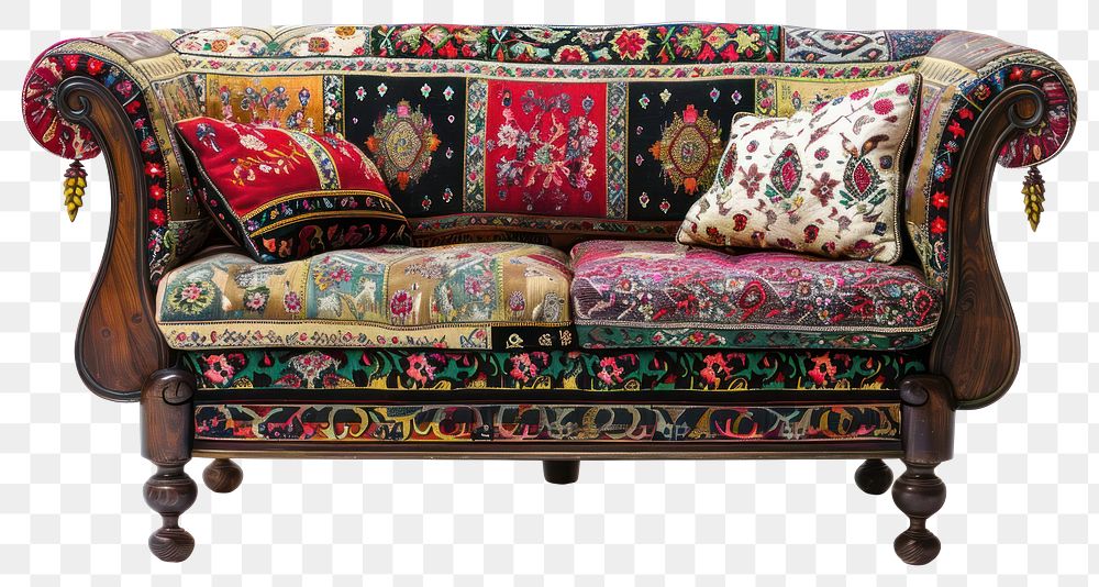 PNG Ottoman painting of sofa furniture cushion 