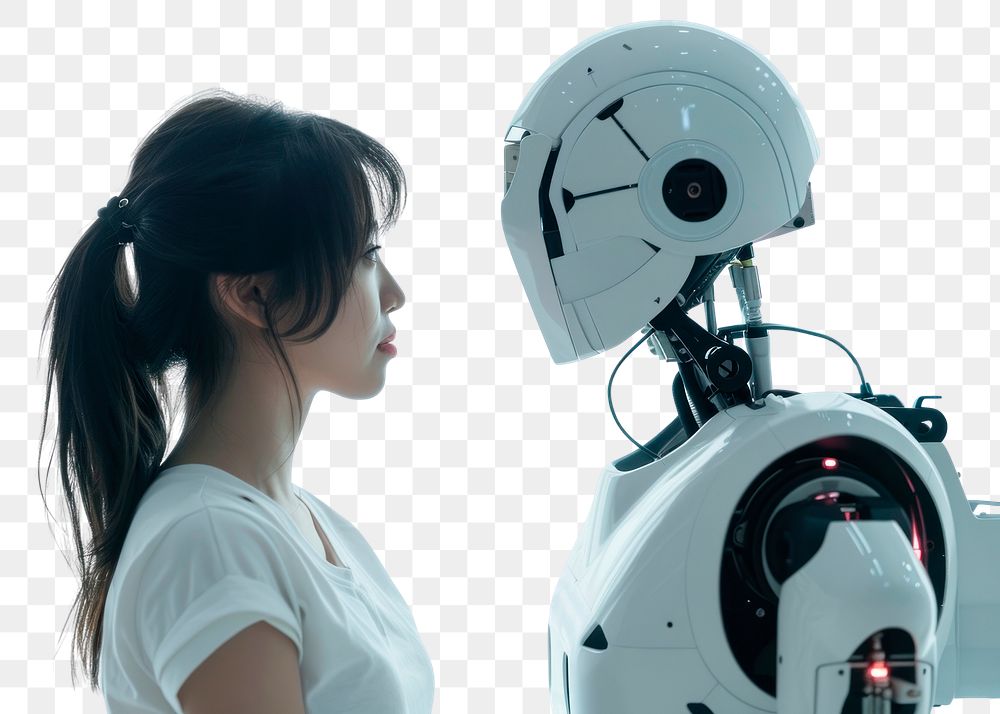 PNG Woman and an AI robot human technology robotics.