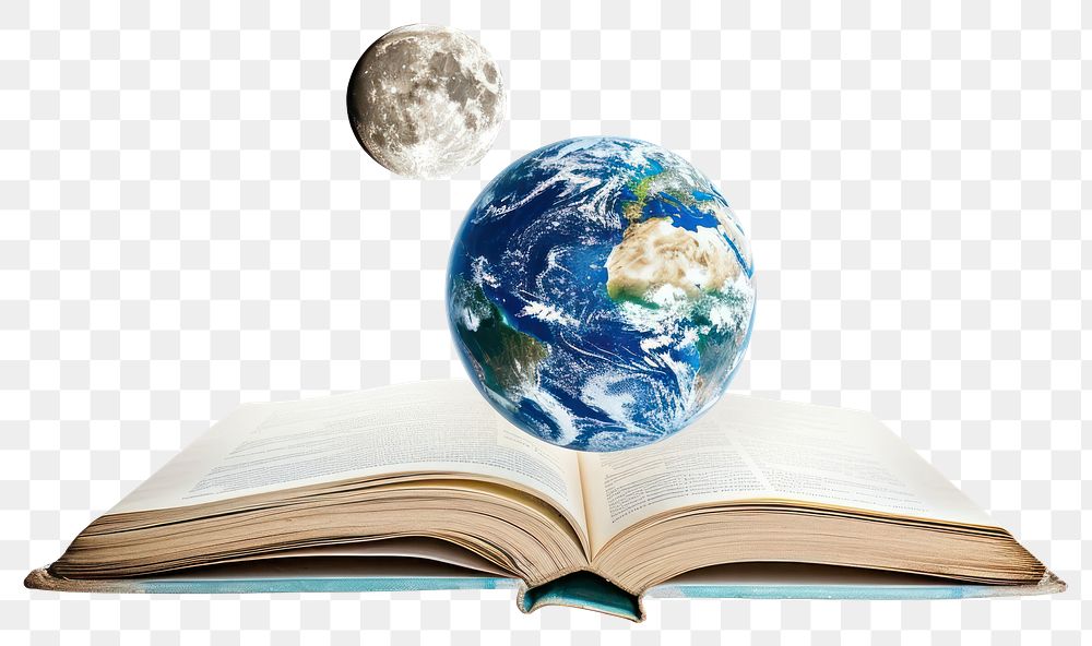 PNG Earth and moon book astronomy universe.