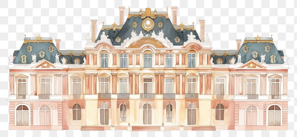 PNG Versailles palace architecture illustration building.