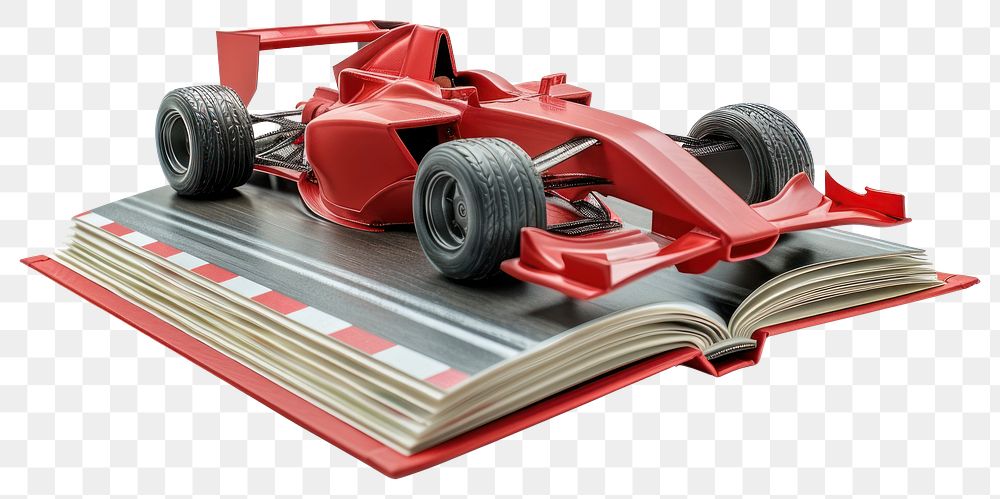 PNG Formula 1 racing car sports book open.