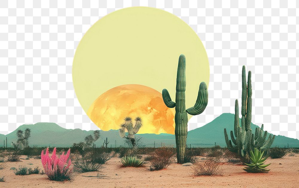 PNG Retro collage of desert astronomy outdoors scenery.