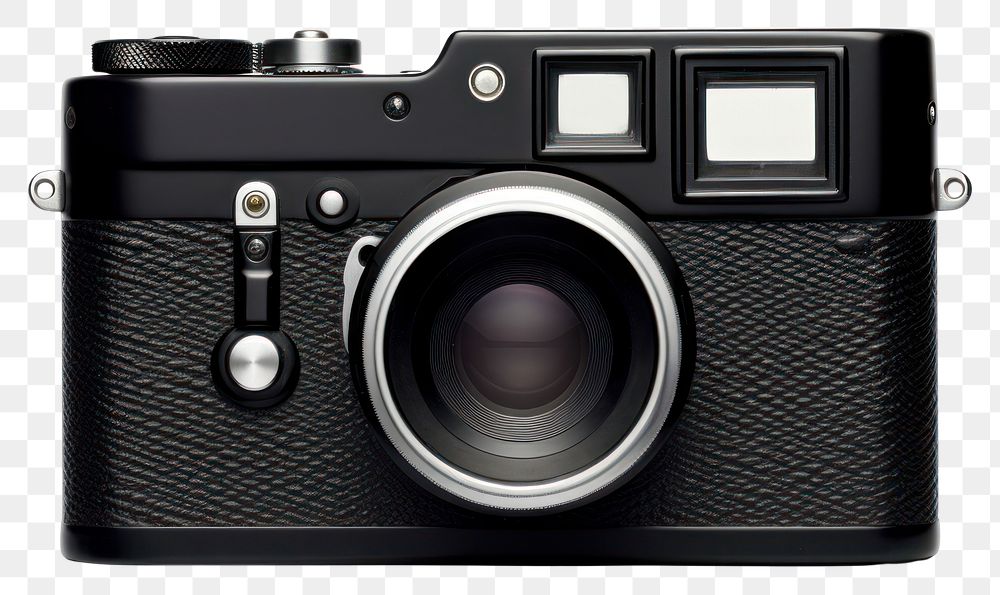 PNG Black rangefinder camera black white background electronics. 