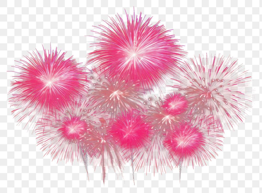 PNG Pink fireworks exploding in the sky smoke black background illuminated. 