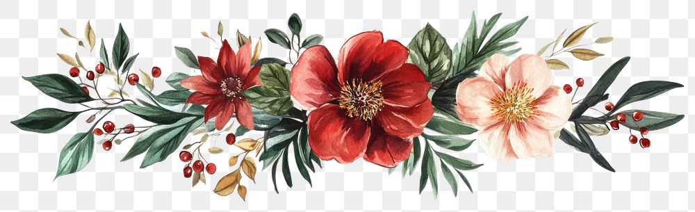 PNG Flower garland flowers illustration watercolor.