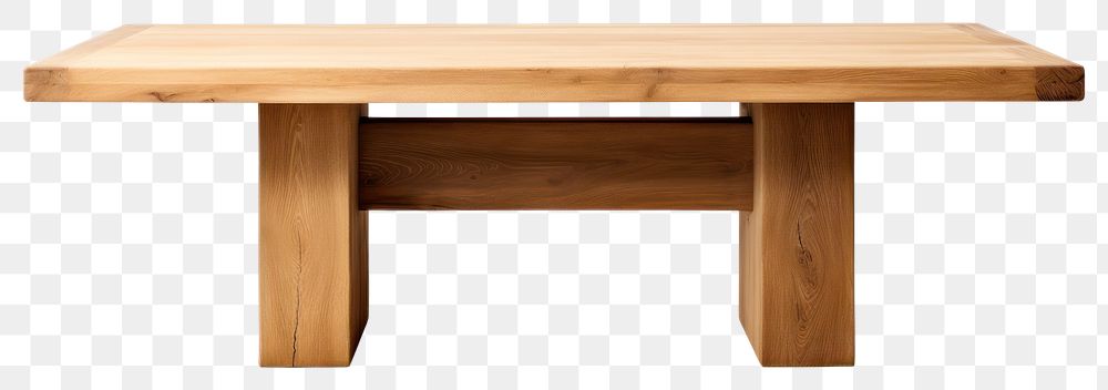 PNG A wooden table furniture bench white background. 