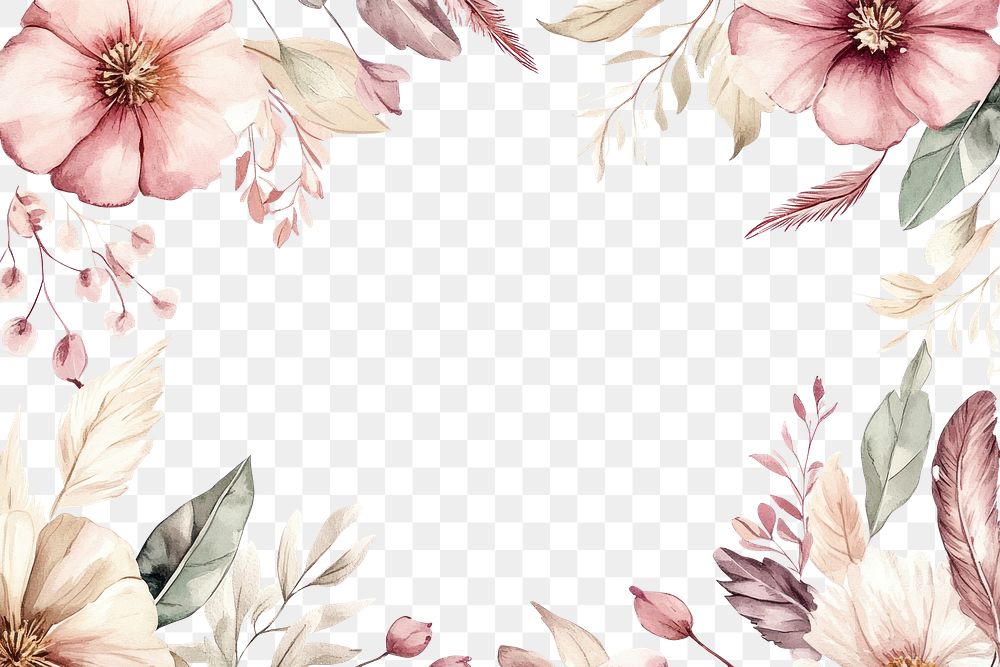 PNG Flowers illustration watercolor elegant.