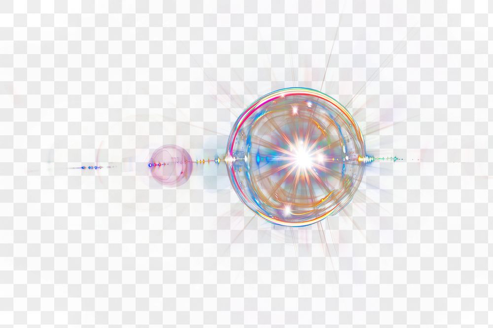 PNG Holographic lens flare background bubble light.