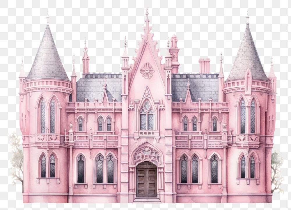 PNG Sculpture Gothic mansion architecture building white background.