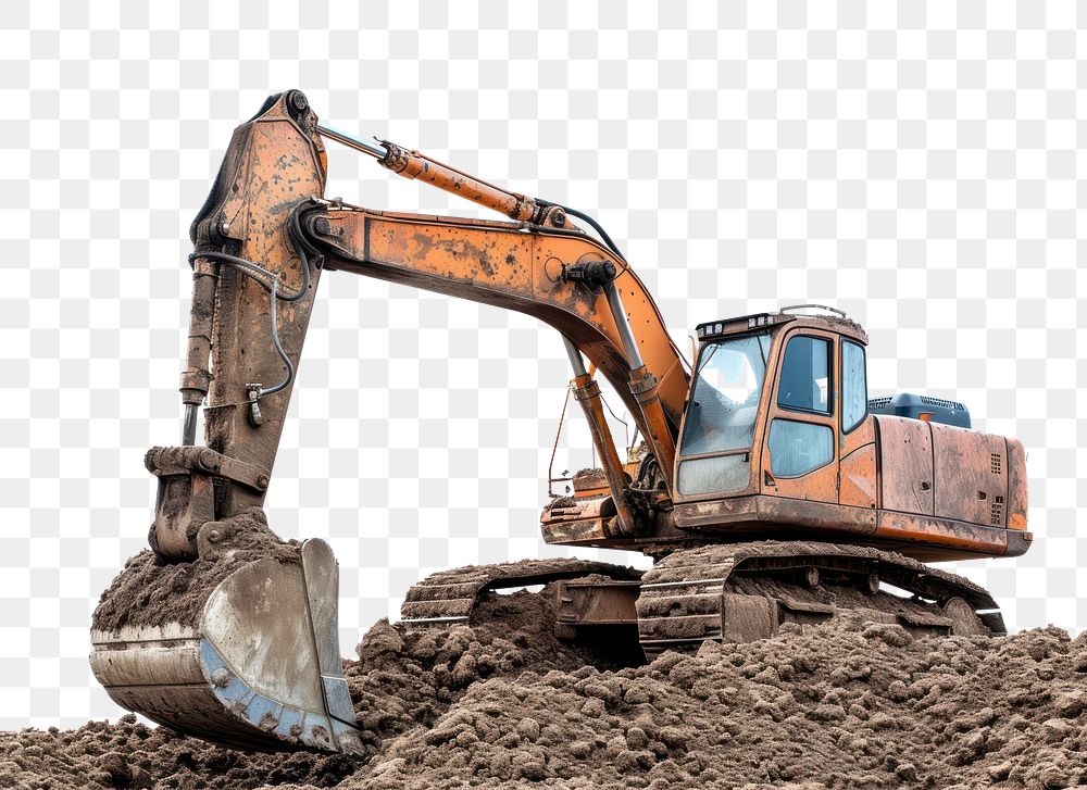 PNG Excavator  soil white background.