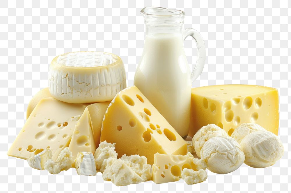 PNG Cheese and milk products background dairy white.