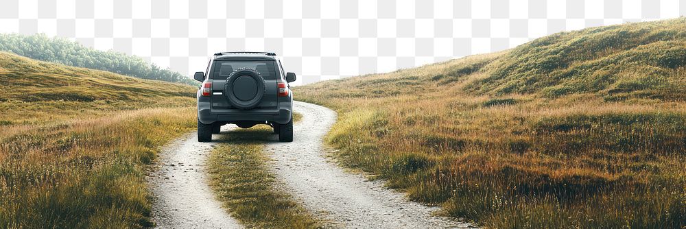 PNG SUV driving down vehicle road car.